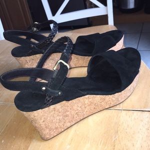 Ugg cork platform sandals. Blk suede  sz9 like new